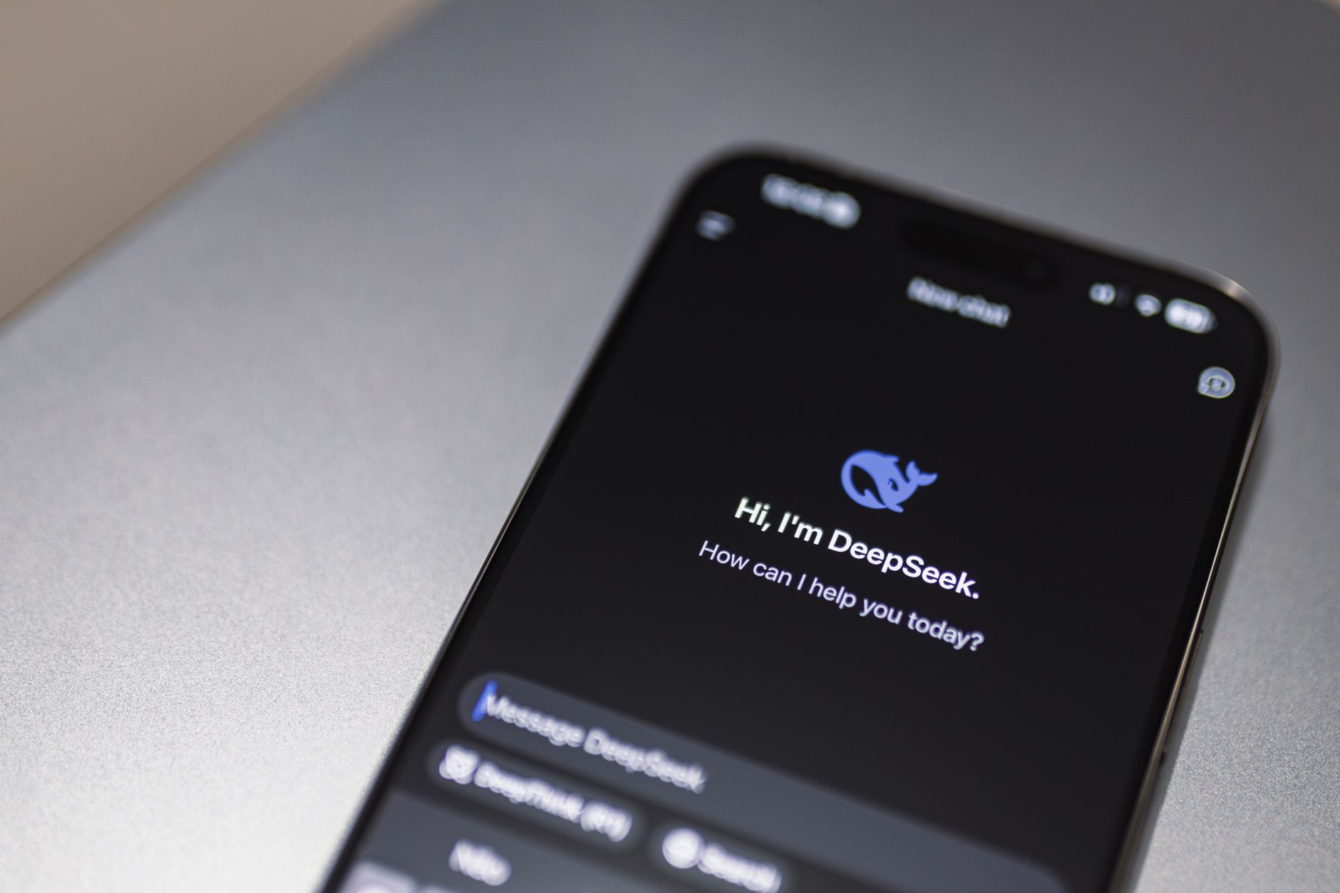 Person shopping on a smartphone while an AI assistant interface appears on screen